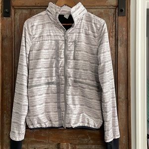 Mondetta Gray and White Athleisure Lightweight Jacket with Zip Away Hood Size M